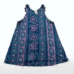 Anthropologie Akemi Kin Blue Purple Floral Print Epoca Crochet Lace Tank Top XS